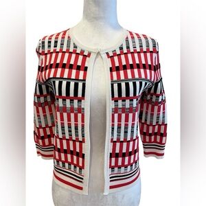 Classiques Entier Red, Black & White Graphic Knit Cardigan